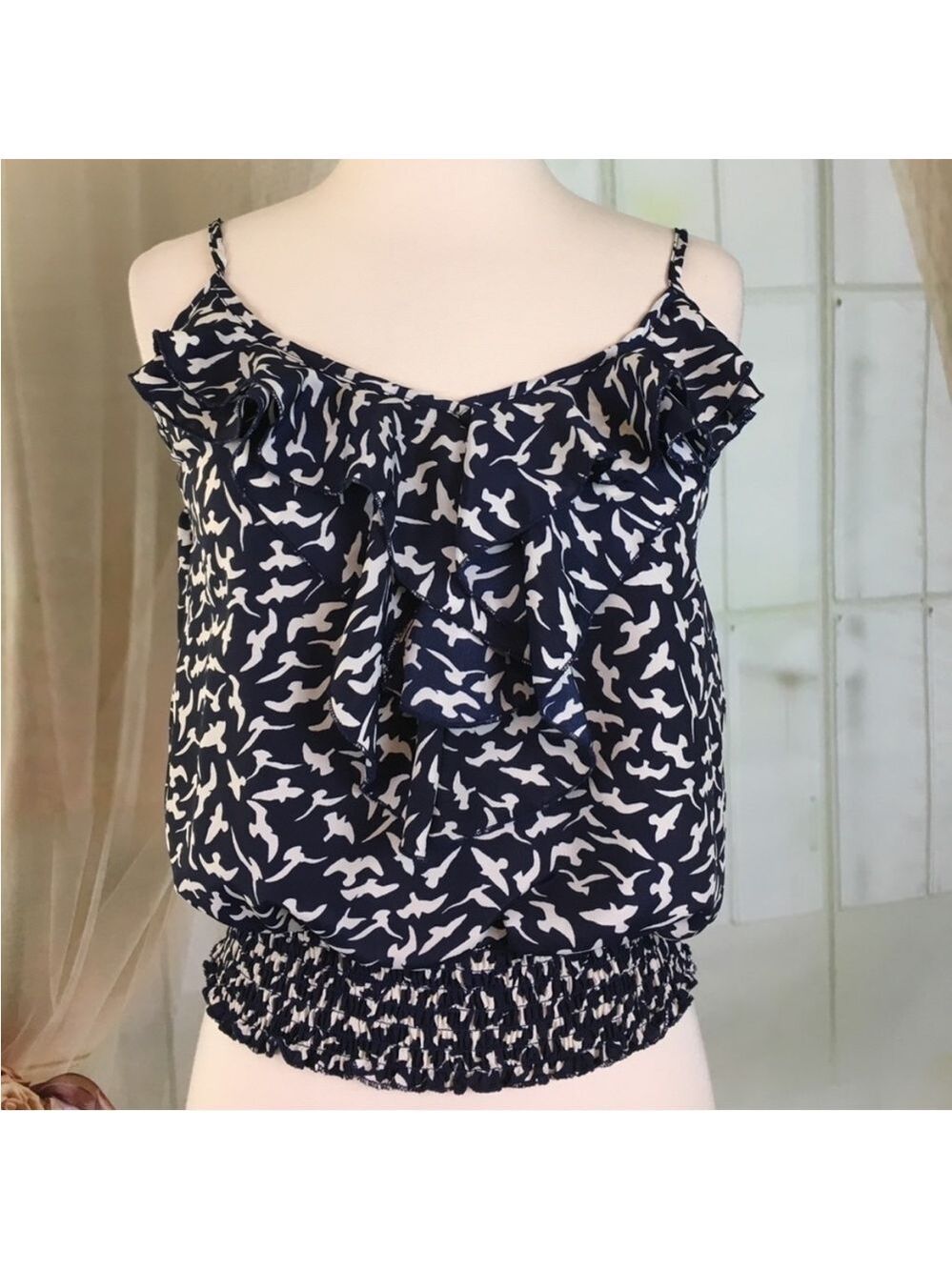 POETRY Navy Blue Bird Print
Sleeveless Blouse M